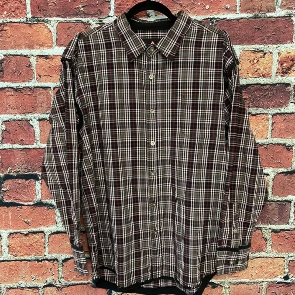 Airwalk Shirt Men Size L Brown Long Sleeve Plaid Button Down Skater Skateboard